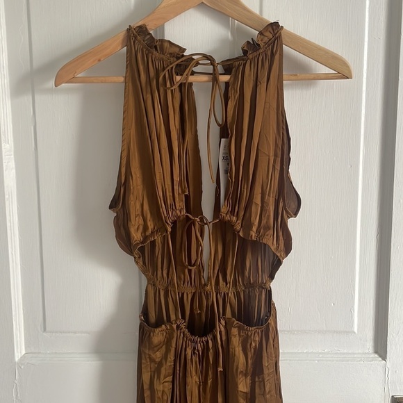 Zara Midi Cut Out Silk Effect Dress - Picture 3 of 8